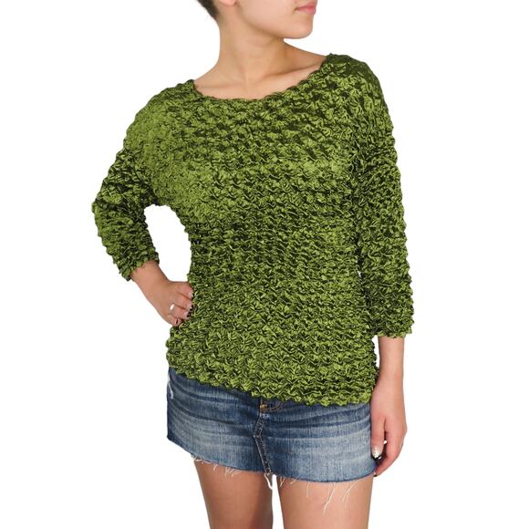 90s Magic Scarf Green Popcorn Shirt Retro One Size Small Medium Large - Picture 2 of 6